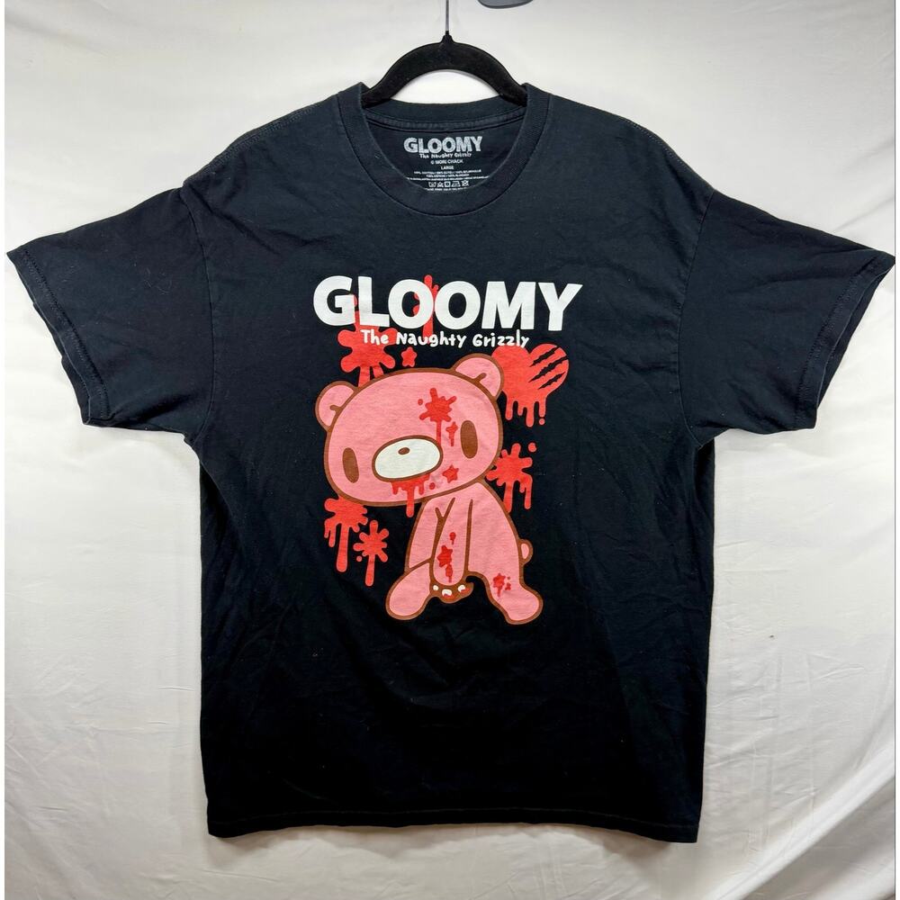 Gloomy Bear "The Naughty Grizzly" Mori Chack Black Anime Graphic Tee -Mens Large